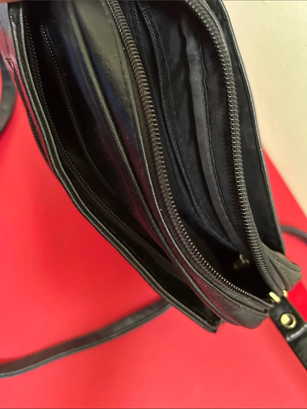 NY Collection Black Crossbody Bag with Gold Accents